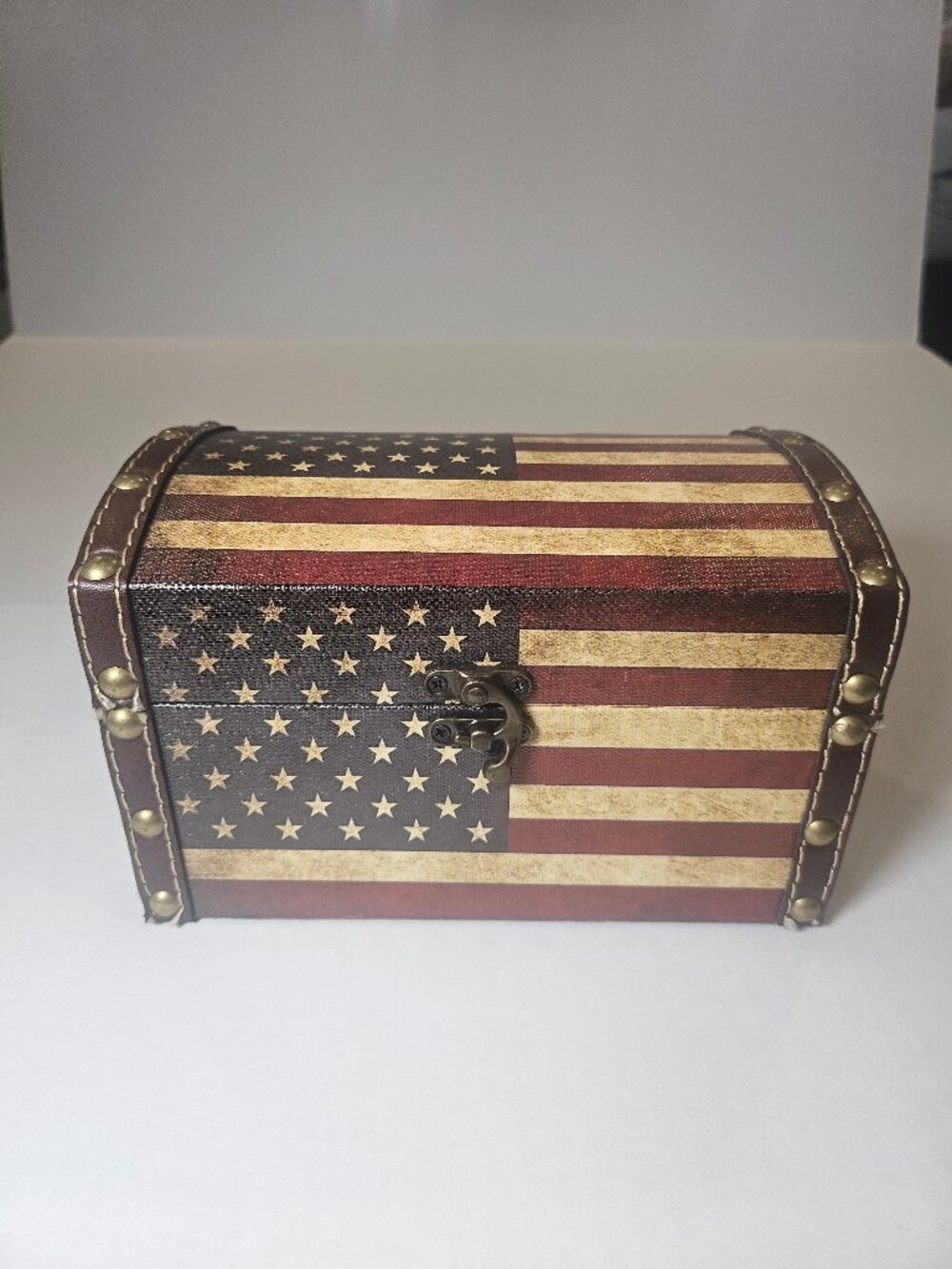 Hobby Lobby Small Rustic American Flag Wooden Chest 4th of July Memorial Day